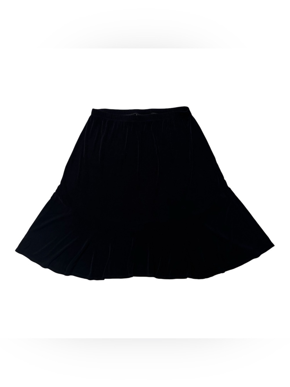 Chico's Travelers Vintage Tiered Trumpet Skirt Size 3 XL Slinky Knit Black Y2K